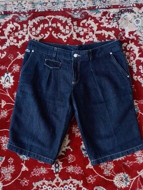 Lacoste Denim Shorts Cotton Linen Blend
